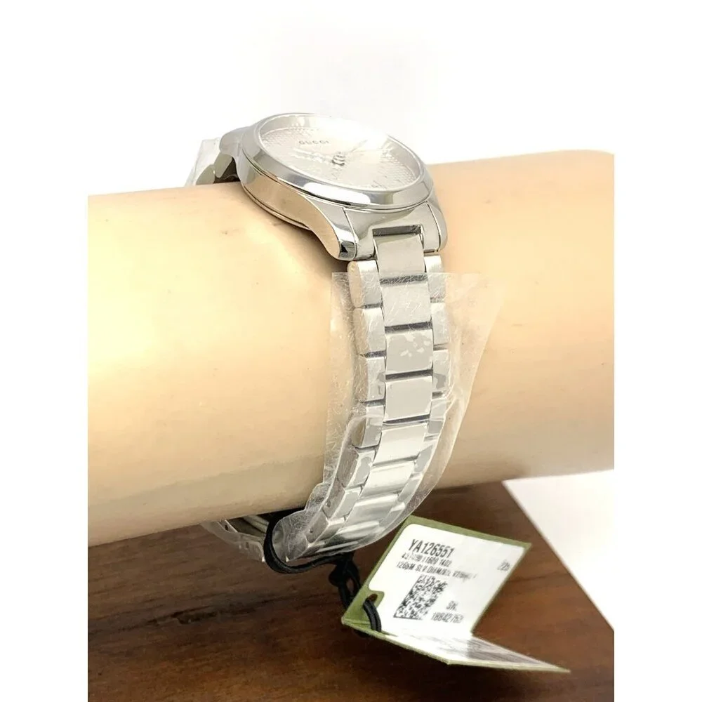 Gucci Women's Watch YA126551 G-Timeless Swiss Quartz Silver Dial Steel 27mm